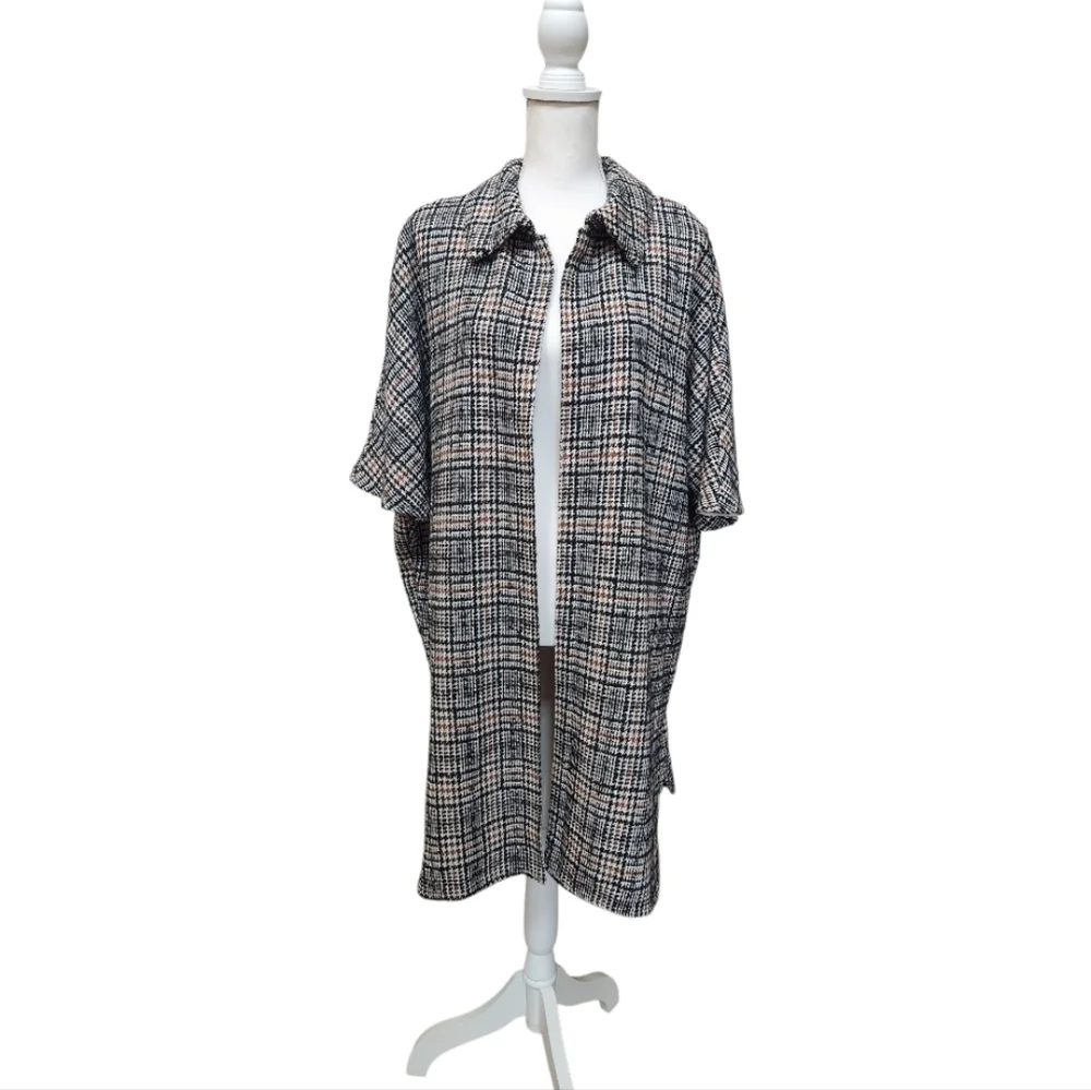 THML NWT Women's Plaid Houndstooth Open Front Jacket/Poncho Combo, Small